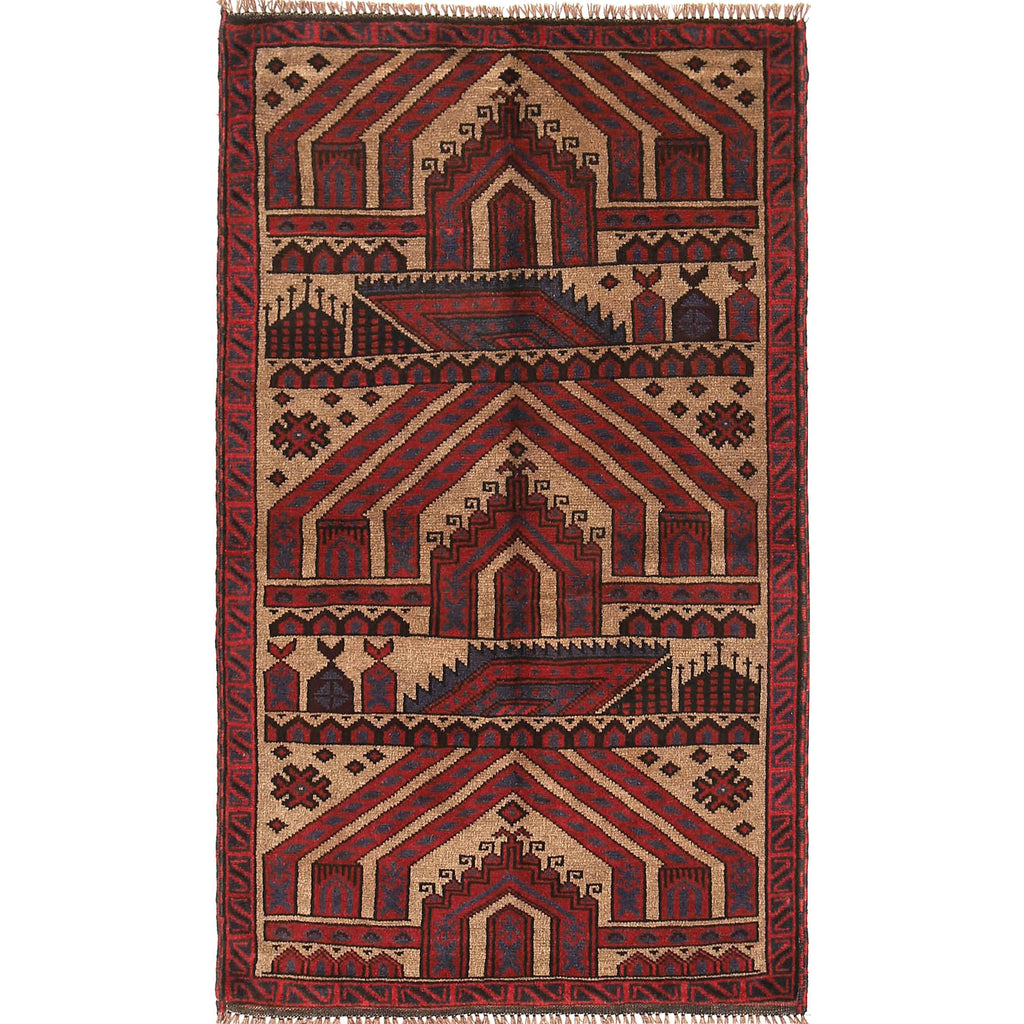 Tribal Afghan Prayer Rug Piece 4.7x3 ft