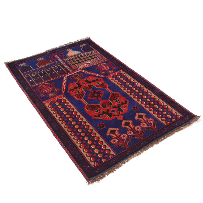 Authentic Nomadic Prayer Mat Afghan 4.6x3 ft