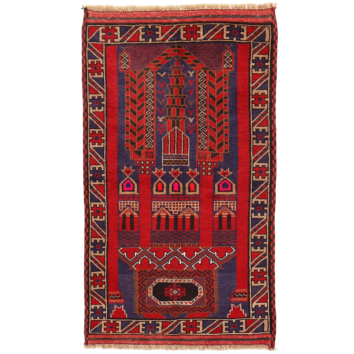 Soft Woven Afghan Prayer Rug 4.7x2.7 ft