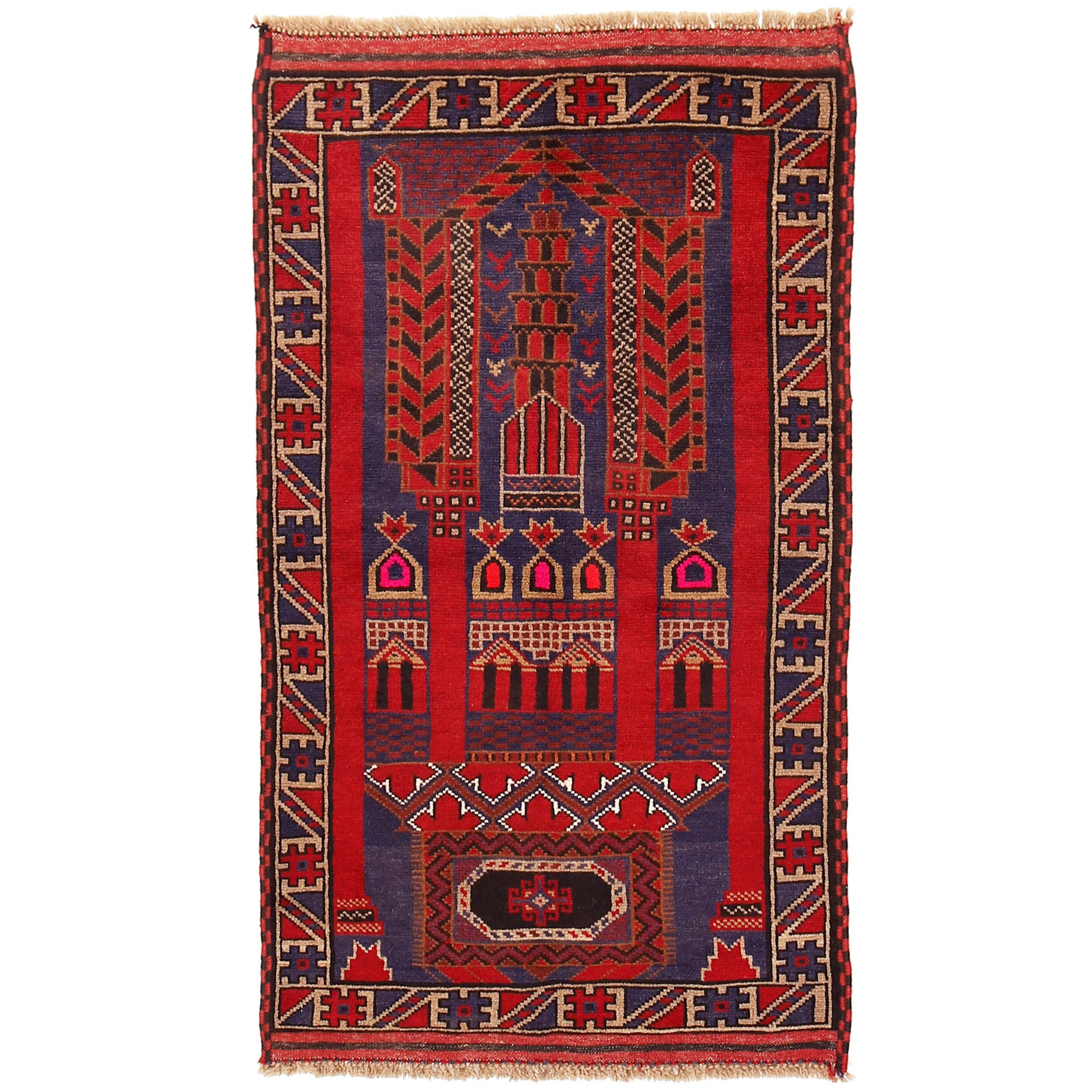 Soft Woven Afghan Prayer Rug 4.7x2.7 ft