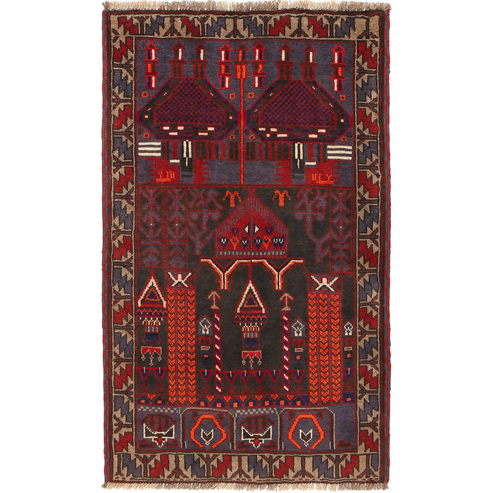 Prayer Rug Handmade Afghan Style 4.6x2.8 ft