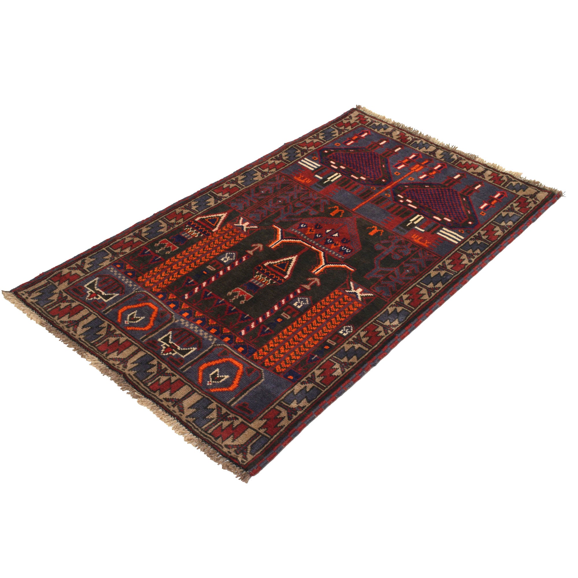 Prayer Rug Handmade Afghan Style 4.6x2.8 ft