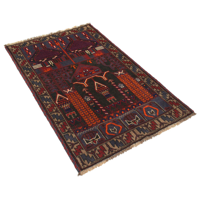 Prayer Rug Handmade Afghan Style 4.6x2.8 ft