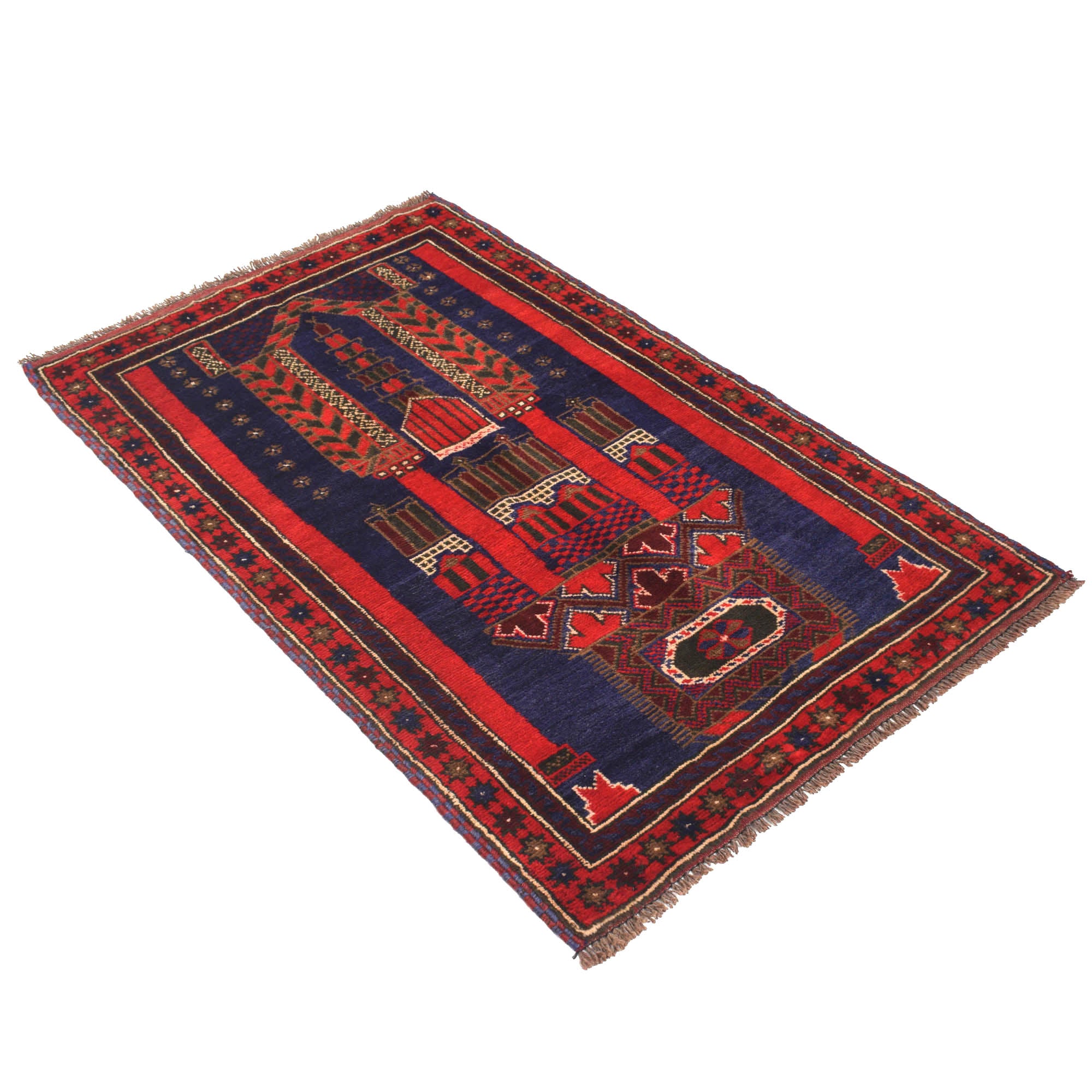 Handcrafted Afghan Prayer Rug Design 4.9x3 ft