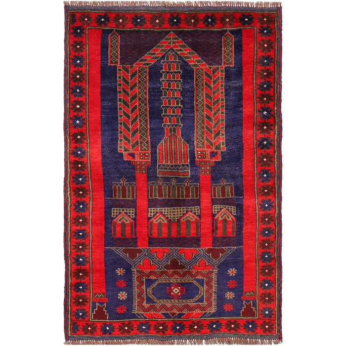 Afghan Nomad Woven Prayer Mat 4.5x2.9 ft