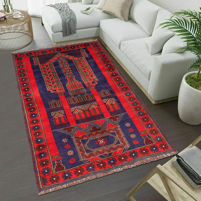 Afghan Nomad Woven Prayer Mat 4.5x2.9 ft