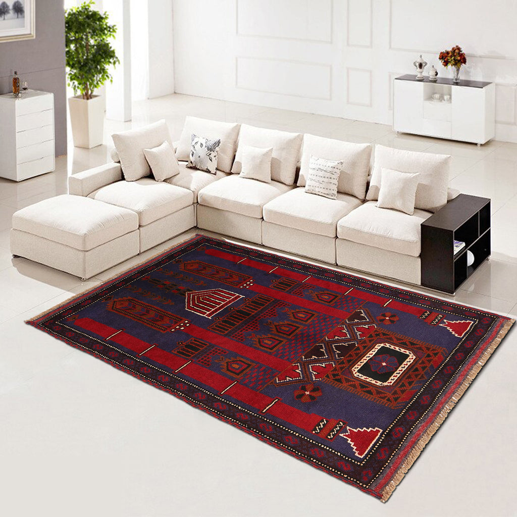 Traditional Afghan Wool Prayer Mat 5x2.9 ft
