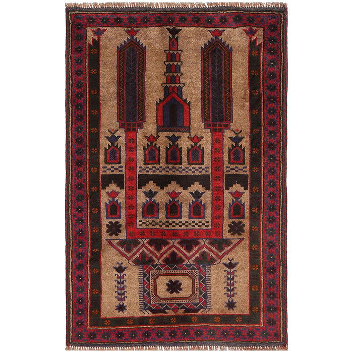 Prayer Rug Afghan Cultural Style 4.5x2.9 ft