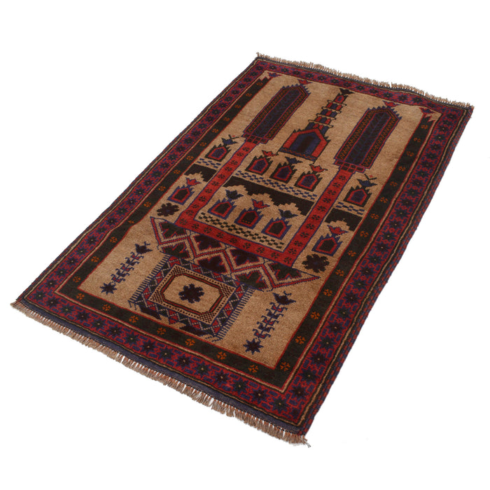 Prayer Rug Afghan Cultural Style 4.5x2.9 ft