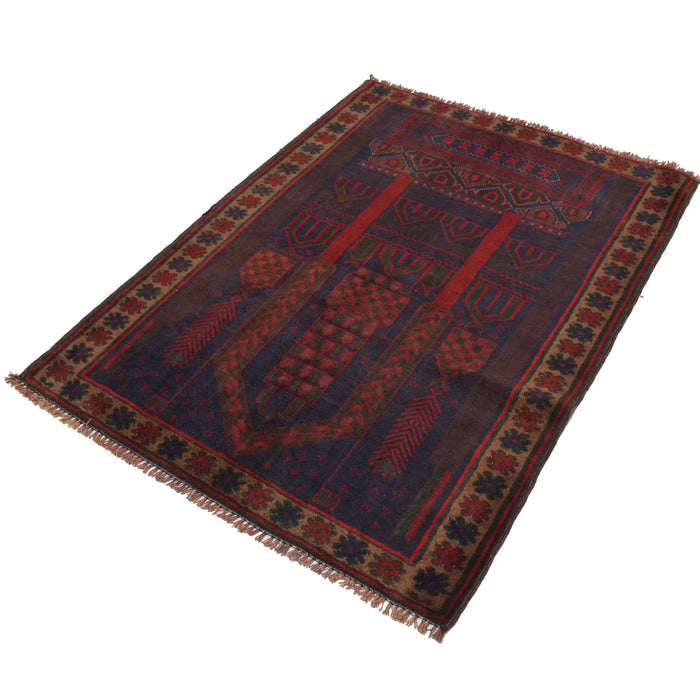 Handwoven Afghan Prayer Rug Design 4.3x3.2 ft