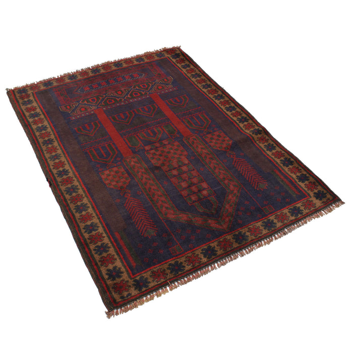 Handwoven Afghan Prayer Rug Design 4.3x3.2 ft
