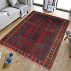 Handwoven Afghan Prayer Rug Design 4.3x3.2 ft