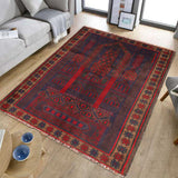 Handwoven Afghan Prayer Rug Design 4.3x3.2 ft