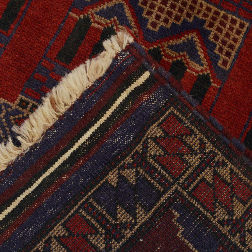 Nomadic Afghan Prayer Rug Piece 4.7x3.2 ft