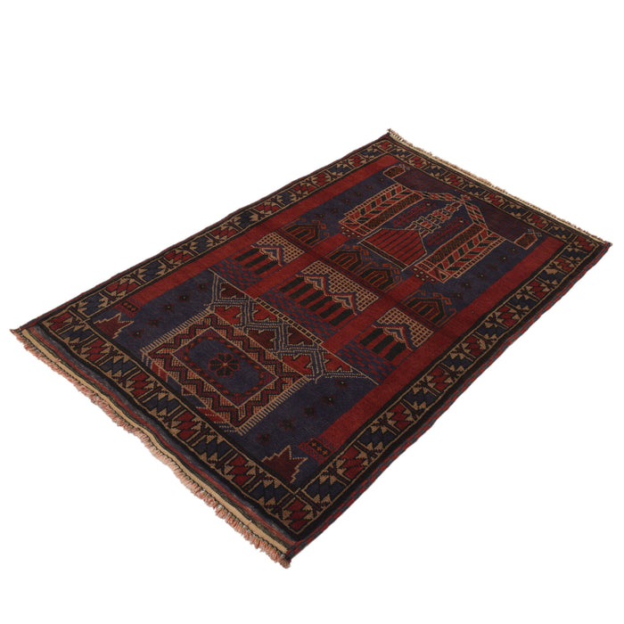 Afghan Wool Prayer Mat Handmade 4.6x3.1 ft