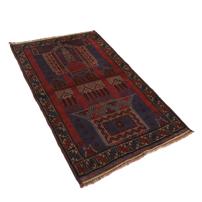 Afghan Wool Prayer Mat Handmade 4.6x3.1 ft