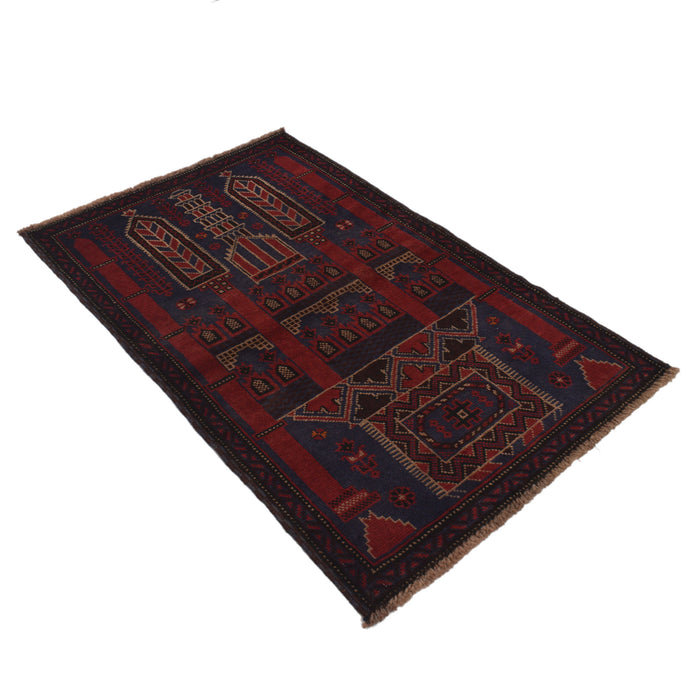 Tribal Afghan Handcrafted Prayer Rug 4.5x2.9 ft