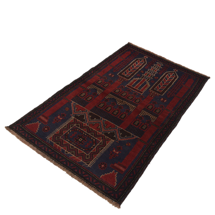 Tribal Afghan Handcrafted Prayer Rug 4.5x2.9 ft
