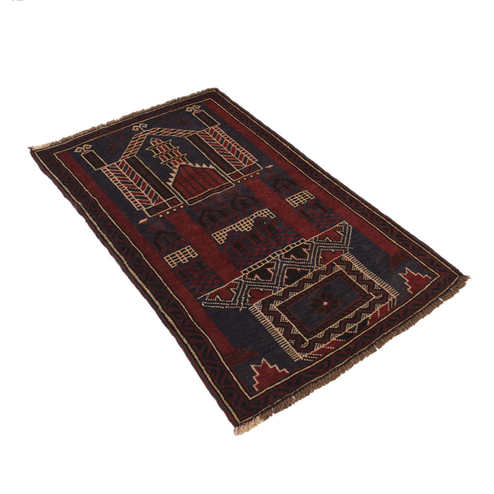 Prayer Rug Afghan Nomadic Craft 4.5x2.8 ft