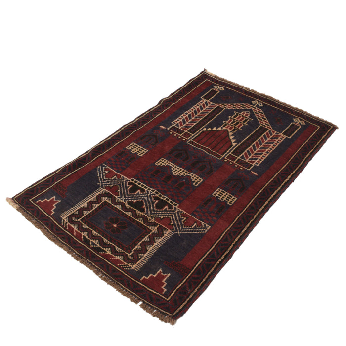 Prayer Rug Afghan Nomadic Craft 4.5x2.8 ft