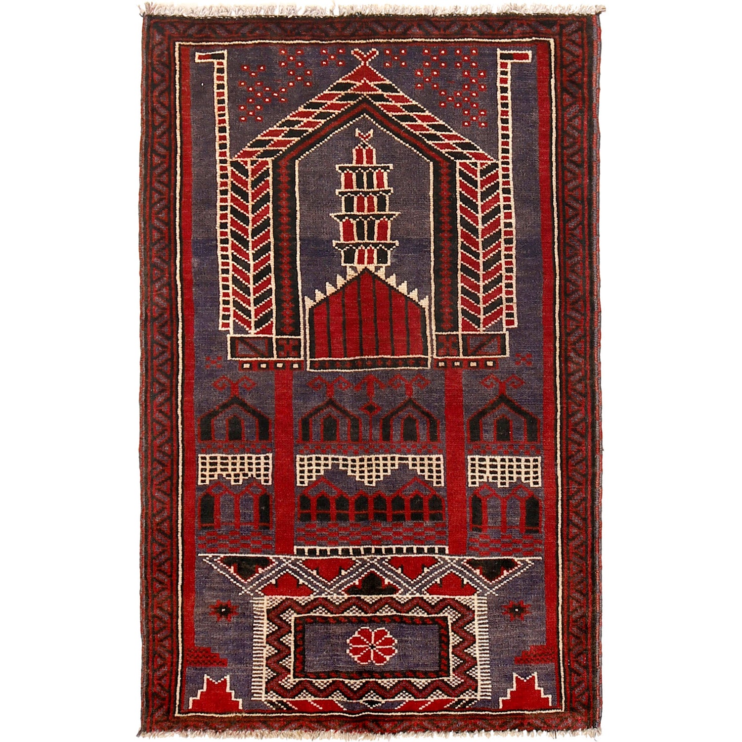 Afghan Prayer Mat Artisan Piece 4.6x2.9 ft