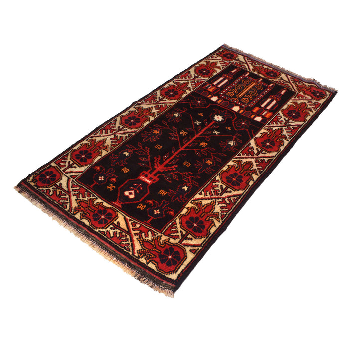 Authentic Afghan Wool Prayer Mat 5.1x2.7 ft