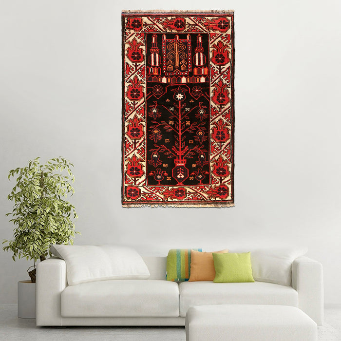 Authentic Afghan Wool Prayer Mat 5.1x2.7 ft