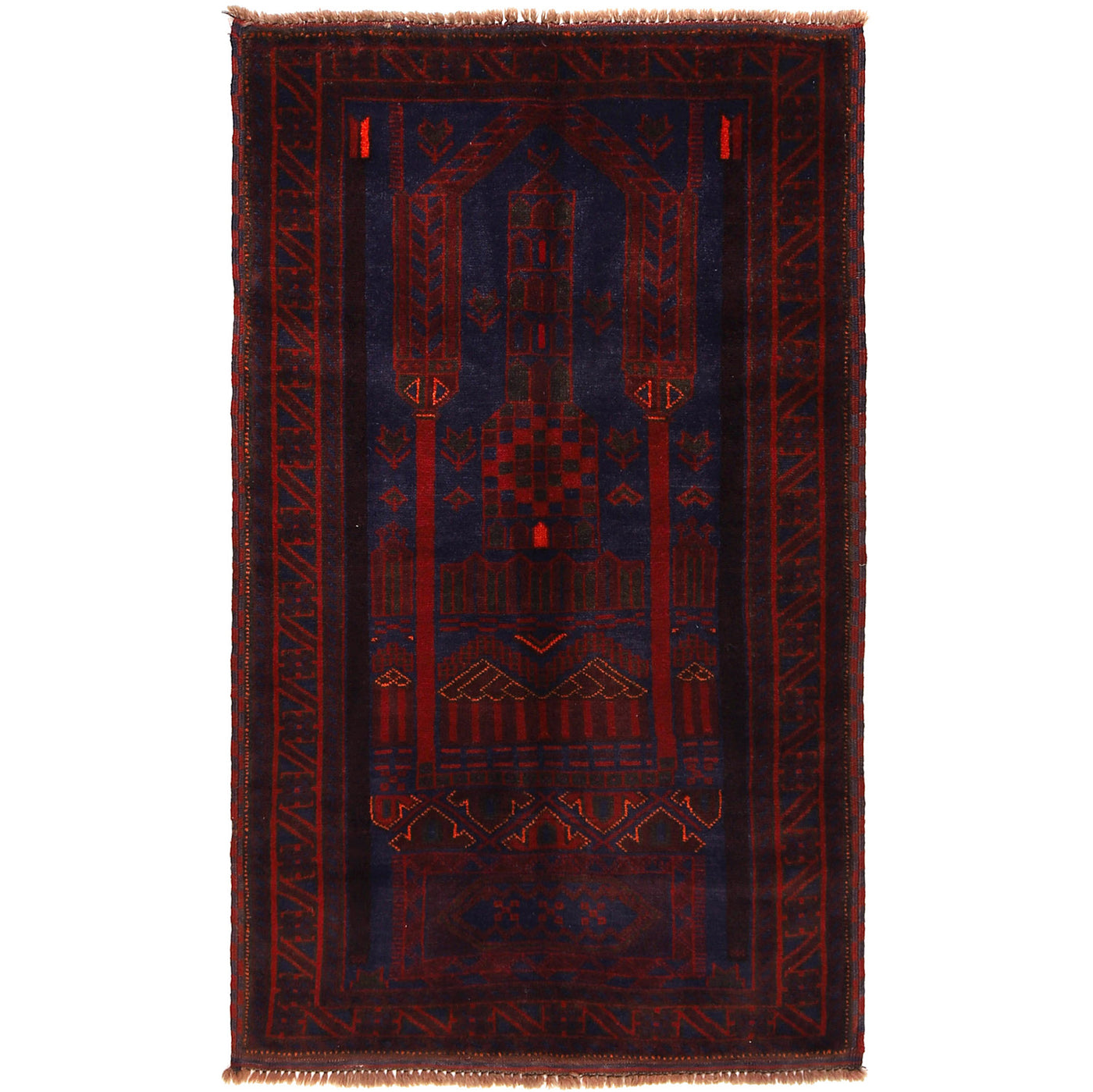Afghan Traditional Prayer Rug Weave 4.8x3 ft