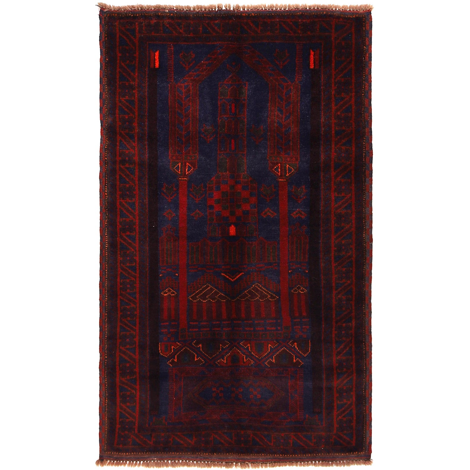 Afghan Traditional Prayer Rug Weave 4.8x3 ft