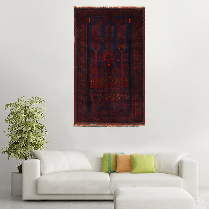 Afghan Traditional Prayer Rug Weave 4.8x3 ft