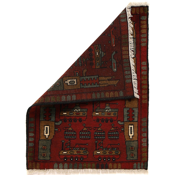 Afghan Weapons Rug Heritage Art 2.8x2 ft