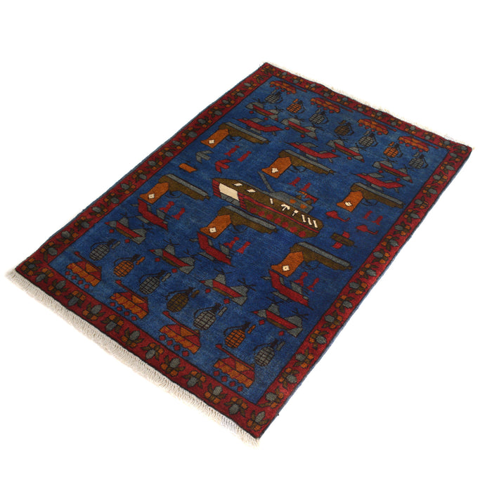 Vintage Tribal Weapons War Carpet 3.8x2.7 ft