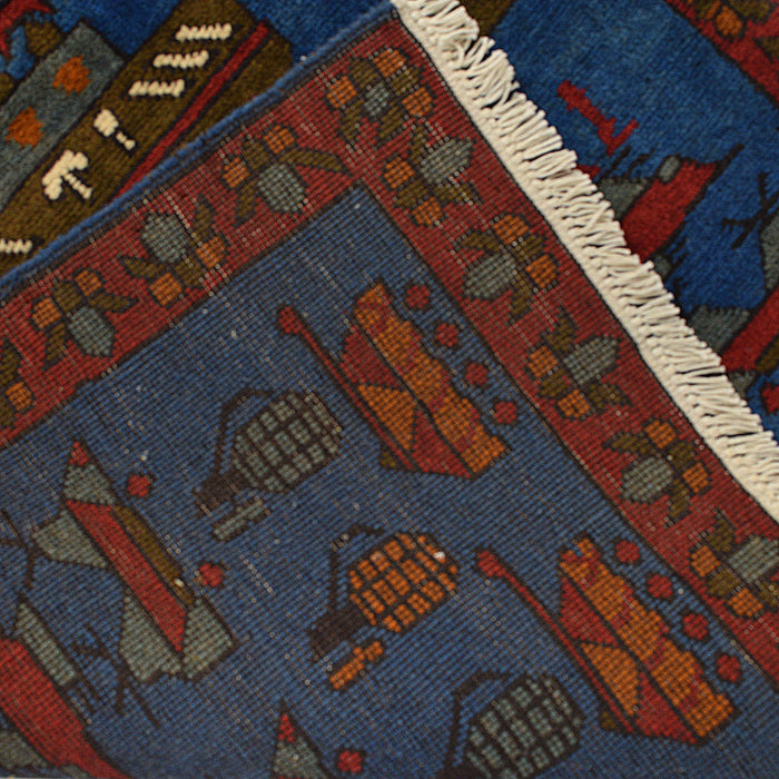 Vintage Tribal Weapons War Carpet 3.8x2.7 ft