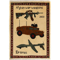 Artisan Woven Afghan Weapons & Drones Rug 3.9x2.8 ft