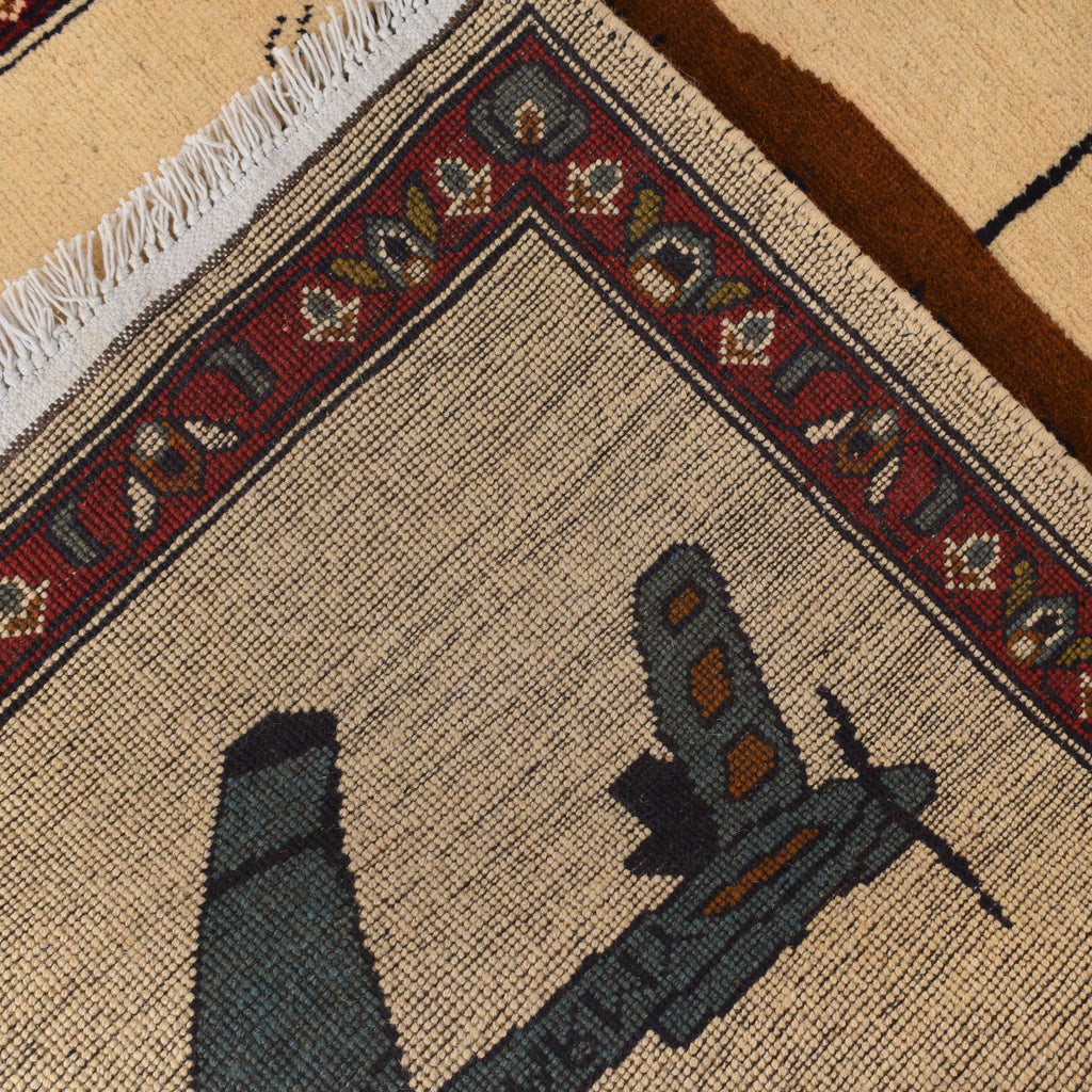 Artisan Woven Afghan Weapons & Drones Rug 3.9x2.8 ft