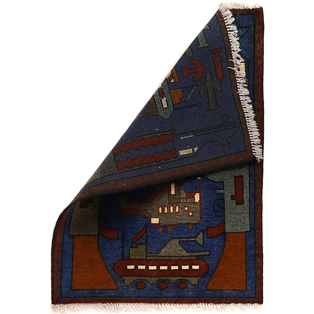 Afghan Weapons Art Rug Authentic Story 2.6x1.8 ft
