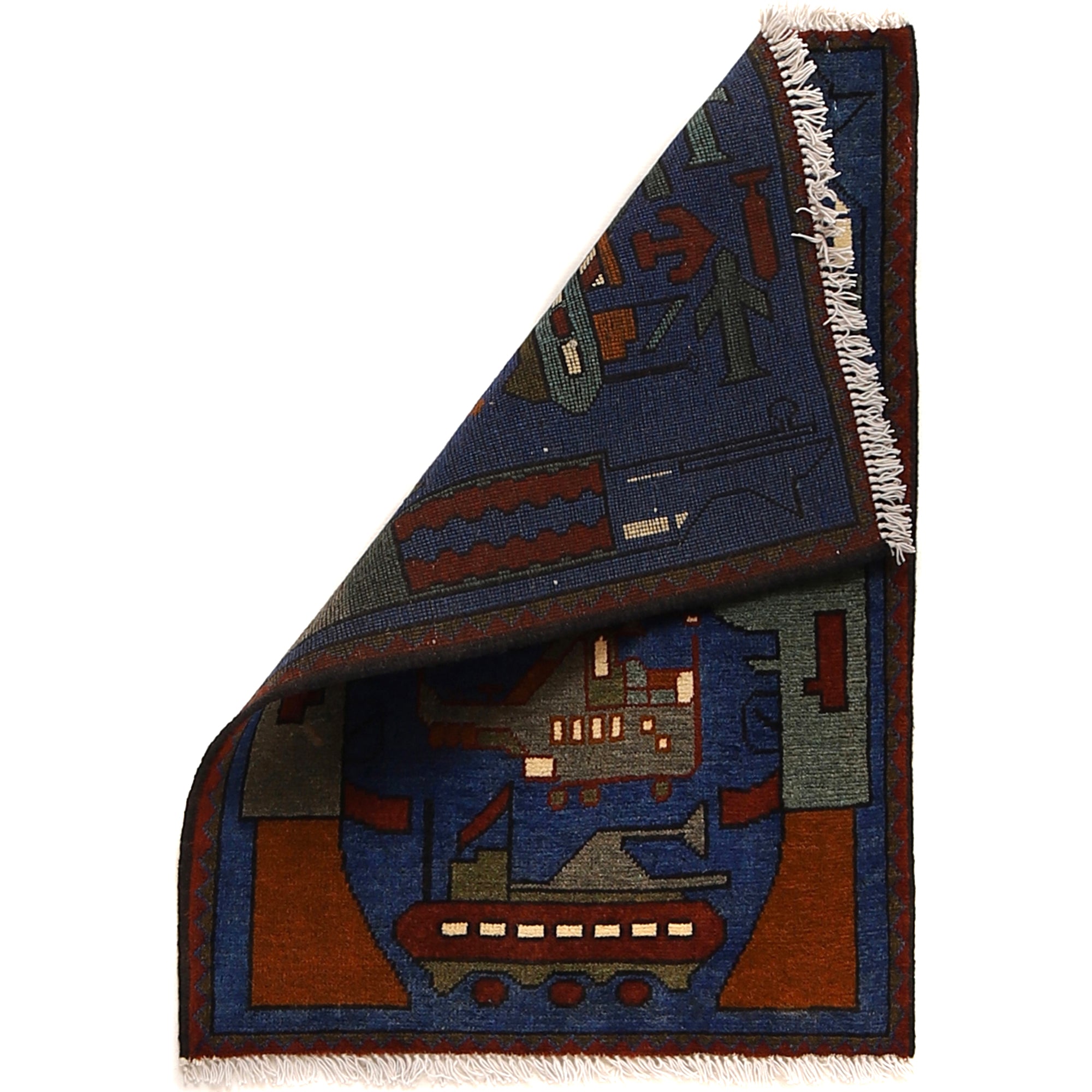Afghan Weapons Art Rug Authentic Story 2.6x1.8 ft