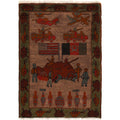 America & Afghan War Flag Rug Motif 2.7x1.9 ft