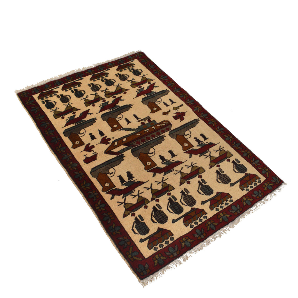 Historical Battle Weapons Scene Carpet 4x2.6 ft