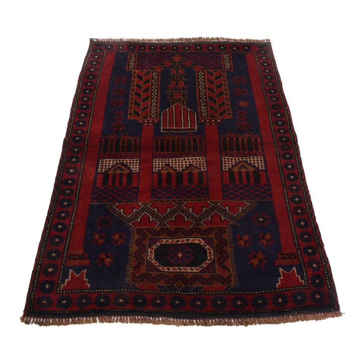 Afghan Handcrafted Wool Prayer Rug 4.5x3 ft
