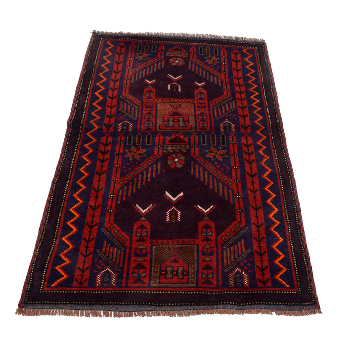 Tribal Afghan Prayer Mat Handmade 4.8x3.2 ft