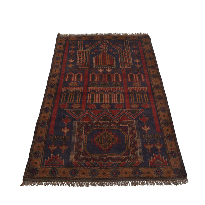 Afghan Wool Rug Prayer Piece 4.6x2.9 ft