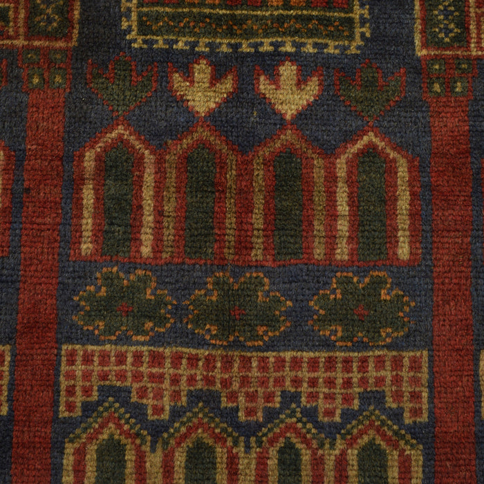 Afghan Wool Rug Prayer Piece 4.6x2.9 ft