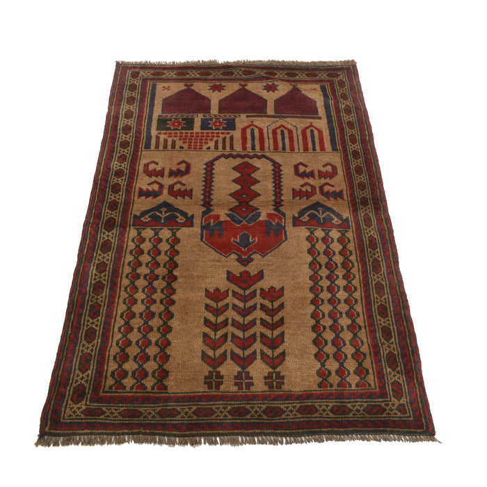 Artisan Afghan Prayer Mat Handmade 4.3x2.8 ft