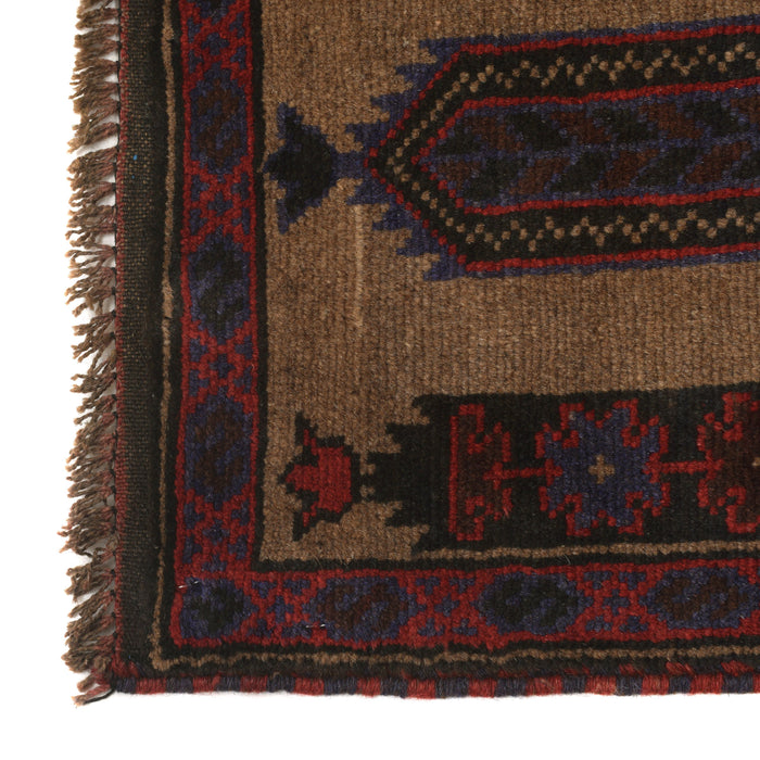Afghan Handwoven Wool Prayer Rug 4.3x2.9 ft