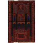 Tribal Afghan Wool Prayer Mat 4.7x3 ft
