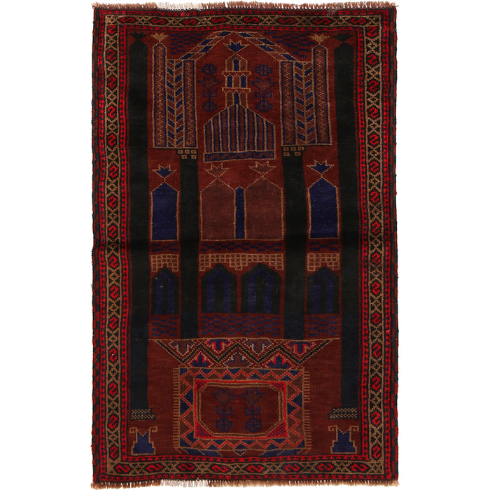 Tribal Afghan Wool Prayer Mat 4.7x3 ft