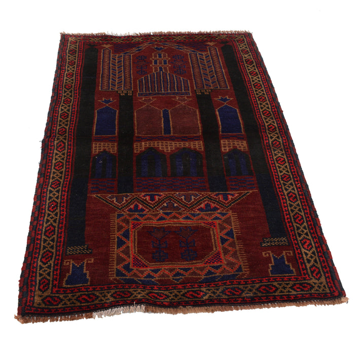 Tribal Afghan Wool Prayer Mat 4.7x3 ft