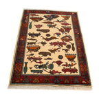Authentic Afghan Weapons Art War Rug 4x2.5 ft