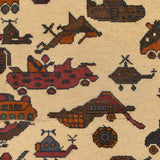 Authentic Afghan Weapons Art War Rug 4x2.5 ft